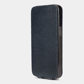 etui iphone 13 pro max  -  cuir lezard bleu 4