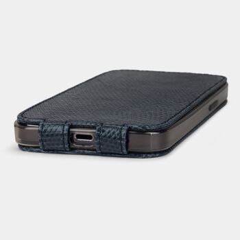 etui iphone 13 pro max  -  cuir lezard bleu 7