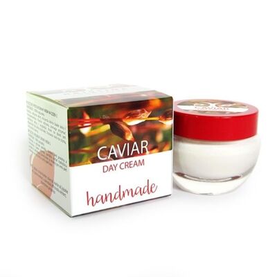 Crème de jour pour le visage au caviar - Fabriquée à la main - Hydratante et lissante, 50 ml