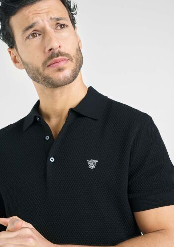 Polo Noir Texturé Homme Caramel 3