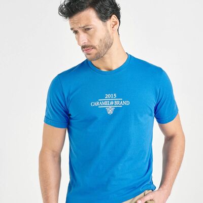 Tee-shirt bleu caramel