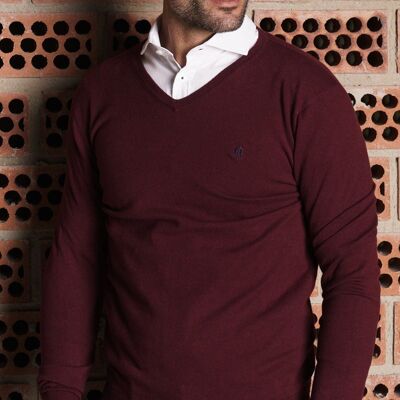 Burgundy V-neck sweater El Caballo