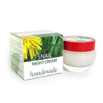 Crème de nuit pour le visage à l'extrait d'escargot - Fabriquée à la main - Lissante, nourrissante et hydratante, 50 ml