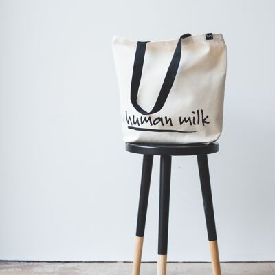 Human Milk signature tote bag - Ecru/Black