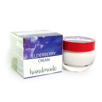 Crème pour le visage au sureau - Fabriquée à la main - Pour peaux sensibles, 50 ml