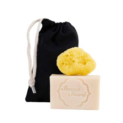ESSENTIAL - Gentle face scrub ritual Beauty soap with organic nigella Nigella Sativa Black cumin, natural sea sponge