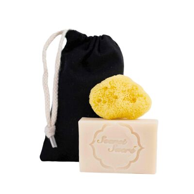 ESSENTIAL - Gentle face scrub ritual Beauty soap with organic nigella Nigella Sativa Black cumin, natural sea sponge