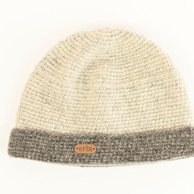 PK839 Crochet Turnup Hat Oatmeal