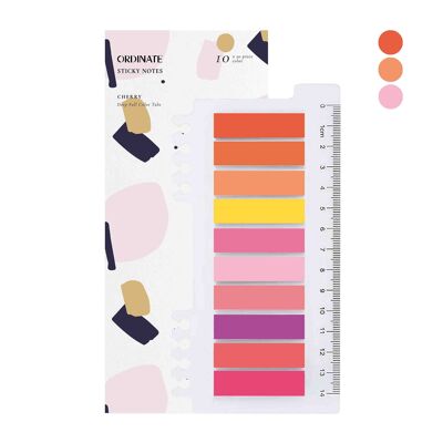Cherry | Ordinate 200 pieces of adhesive strips | Sticky marker film | Writeable sticky notes tabs | 10 Colors Adhesive Markings Small Flags | Adhesive notes l Flags Index Tabs | Page Marker for page marking |