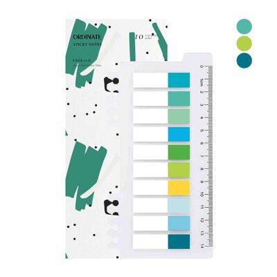 Emerald Half | | Ordinate Transparent Sticky Notes | Sticky notes | Adhesive strips | Sticky markers | for office, school accessories | Bookmark | aesthetic stationery | small index tabs | sticky notes