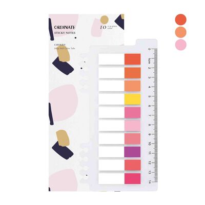 Cherry Half | Ordinate 200 pieces of adhesive strips | Sticky marker film | Writeable sticky notes tabs | 10 Colors Adhesive Markings Small Flags | Adhesive notes l Flags Index Tabs | Page Marker for page marking |