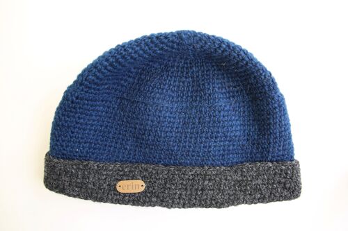 PK839 Crochet Turnup Hat Dark Teal