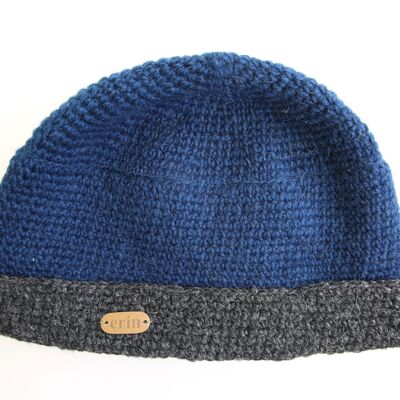 PK839 Crochet Turnup Hat Dark Teal
