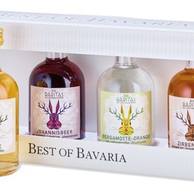 Best of Bavaria 4x 0,05 L liquore RARITAS liquore all'albicocca/liquore al legno di pino/liquore al ribes/liquore al bergamotto-arancia