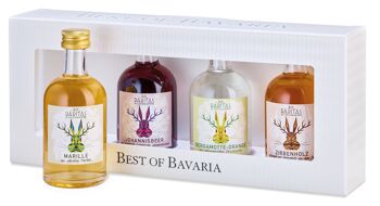 Best of Bavaria 4x 0,05 L liqueur RARITAS liqueur d'abricot/liqueur de bois de pin/liqueur de cassis/liqueur de bergamote-orange