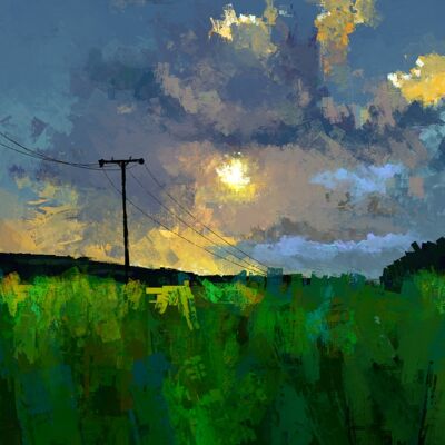 Field at Sunset Scenery Art Print & Canvas - A4 Print (210 x 297mm)
