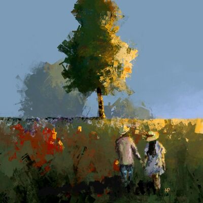 An Evening Stroll Scenery Art Print & Canvas - A3 Print (297 x 420mm)