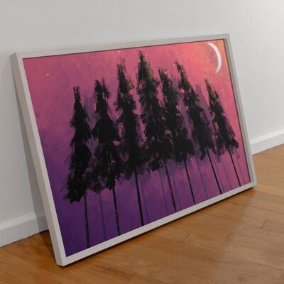Nighttime Forest Scenery Art Print & Canvas - A4 Print (210 x 297mm)