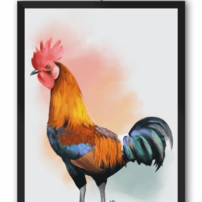 Cockerel Bird Art Print & Canvas - A4 Print (210 x 297mm)