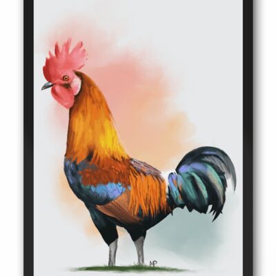 Cockerel Bird Art Print & Canvas - A3 Print (297 x 420mm)
