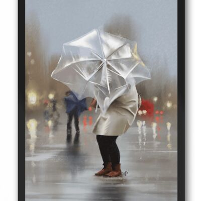 Rainy Morning Commute Art Print & Canvas - A4 Print (210 x 297mm)