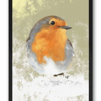 Winter Robin Bird Art Print & Canvas - A4 Print (210 x 297mm)
