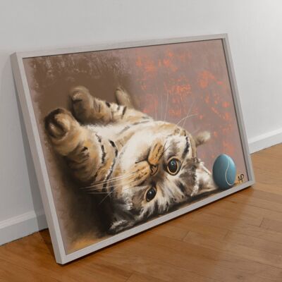 Playful Kitten Animal Art Print & Canvas - A3 Print (297 x 420mm)