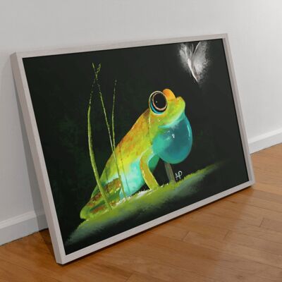 The Frog and the Moth Animal Art Print & Canvas - A4 Print (210 x 297mm)