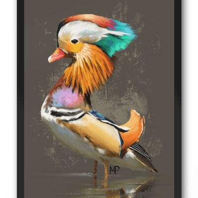 Mandarin Duck Bird Art Print & Canvas - A4 Print (210 x 297mm)