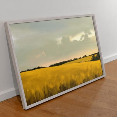 Cornfield at Dusk Scenery Art Print & Canvas - A3 Print (297 x 420mm)