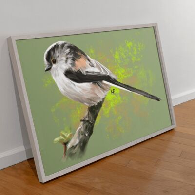 Long-Tailed Tit Bird Art Print & Canvas - A4 Print (210 x 297mm)