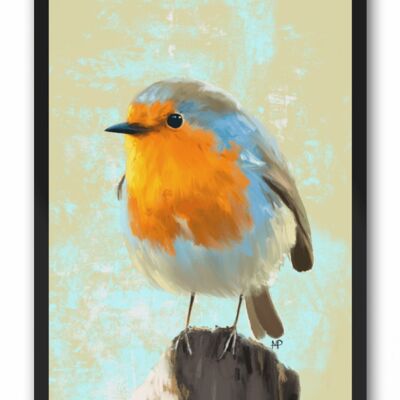 Robin Bird Art Print & Canvas - A4 Print (210 x 297mm)