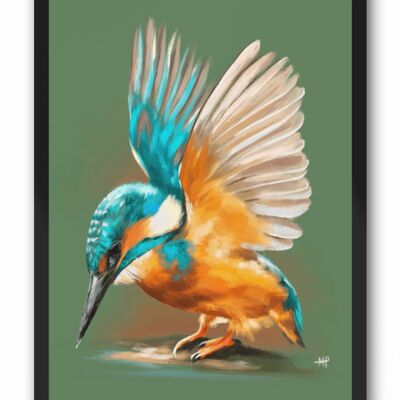 Kingfisher Bird Art Print & Canvas - A4 Print (210 x 297mm)