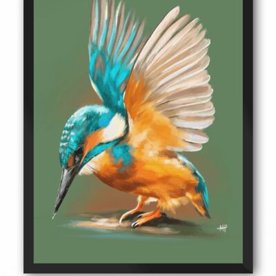 Kingfisher Bird Art Print & Canvas - A4 Print (210 x 297mm)