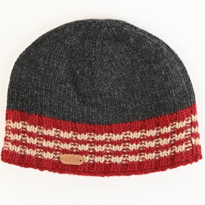 PK1119 Gorro con tiras de canalé Carbón