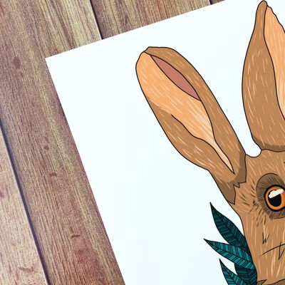A4 Hare and Flowers Art Print