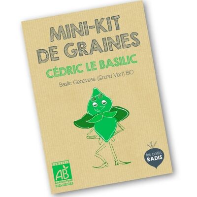 Mini kit de semillas ecológicas de Cédric la albahaca