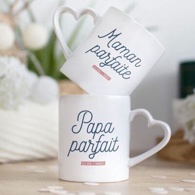 Ceramic mug with heart handle Papa pafait