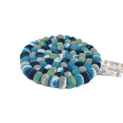 Pelota de fieltro TUS tie dye 18 cm verde-gris-petroleo redonda