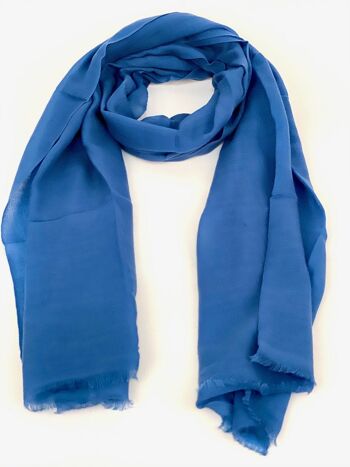 Echarpe laine cachemire 100x200 cm 8.1 bleu azur