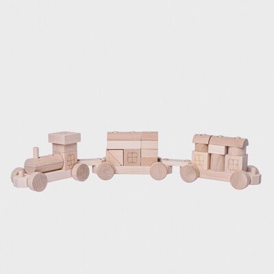 Wooden Construction Set - Natural Train 52 cm