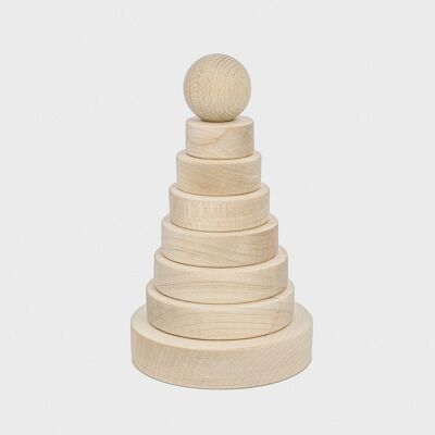 Jouet de tour empilable en bois - 8 blocs de cercle naturels Montessori