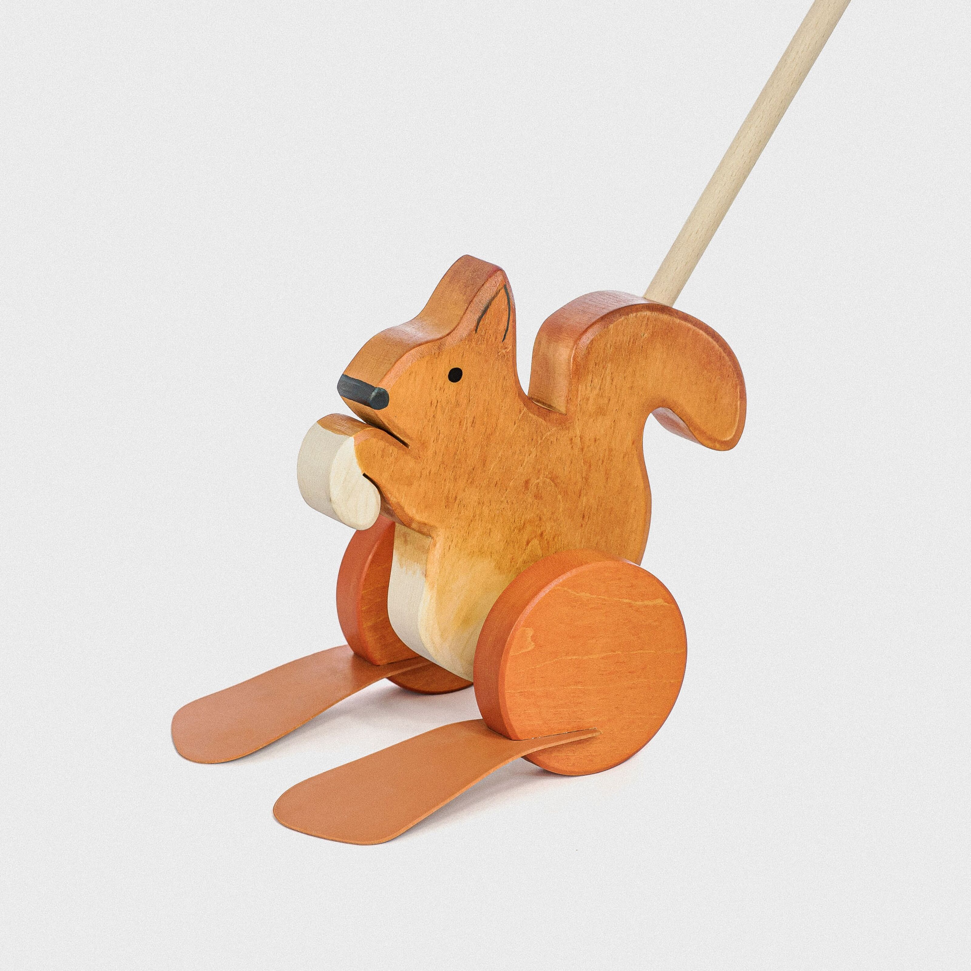 Whole Wooden Push Toy Squirrel