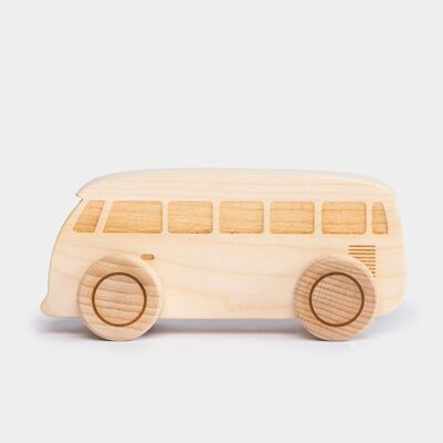 Autobus per auto in legno - Naturale