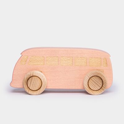 Autobus per auto in legno - Rosa