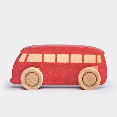 Autobus per auto in legno - Rosso