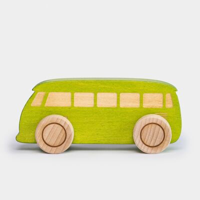 Autobus per auto in legno - Verde