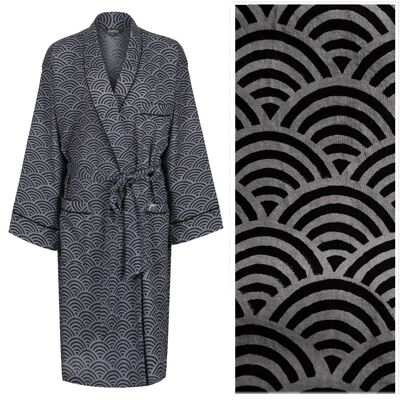 Men's Dressing Gown - Rainbow Black on Grey ("outlet" gown with minor imperfections)