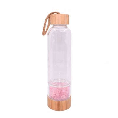Botella para beber - botella para beber energética - piedra preciosa - con cuarzo rosa