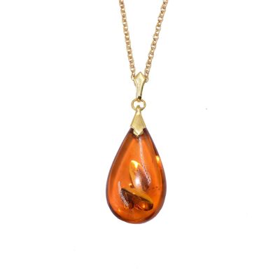 Collier avec pendentif en ambre